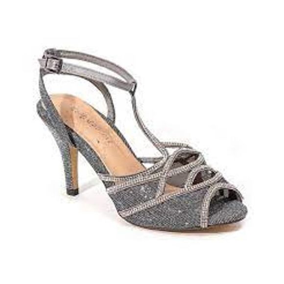 Lady Couture women\'s Glitter Ankle Strap Stiletto Sandal, Pewter EU38